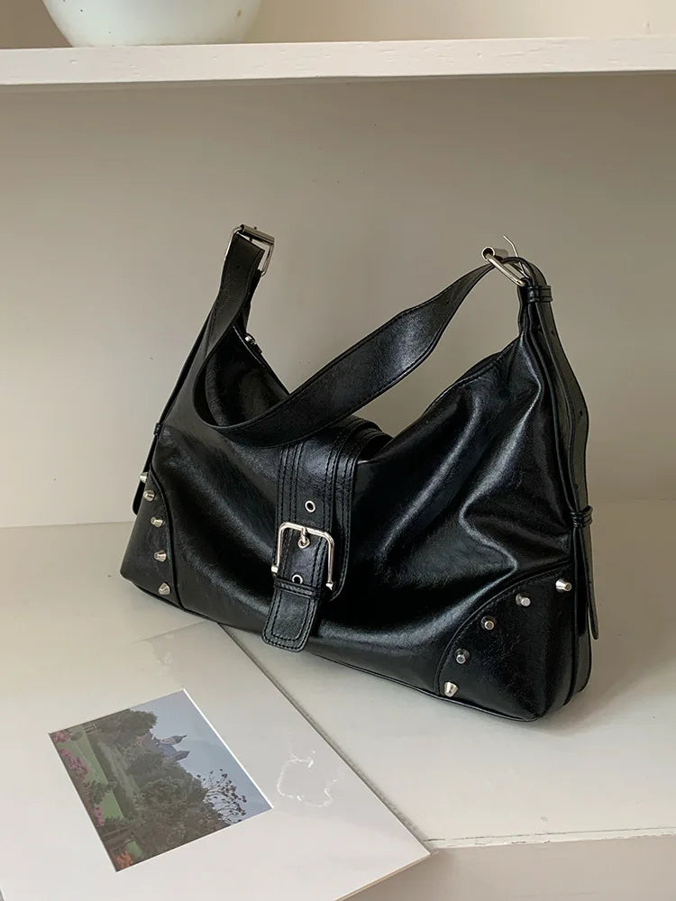 LIZAKOSHT  -  Fashion rivet Ladies Armpit bag Large Women Handbag PU Leather Women's Hobos Shoulder Bag Casual Female Big Tote bolsas