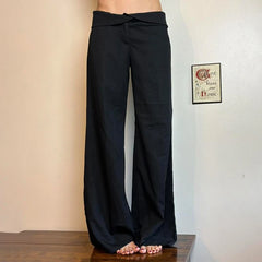 LIZAKOSHT  -  Irregular Waist Flared Pants Baggy Boot Cut Trousers Casual Basic All-match Streetwear Chic Fashion Outfits Women