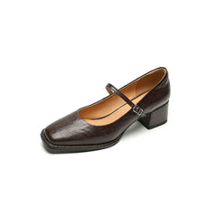LIZAKOSHT  -  New retro classic Thick Heel  shoes  breathable and simple style  with genuine leather upper, comfortable,