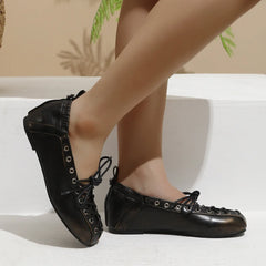 LIZAKOSHT  -  Brand New Vintage Brown 3cm Inner Heels Mary Janes Shoes Women Retro Cross tied Black Flats Shoes Comfy Walk Footwear