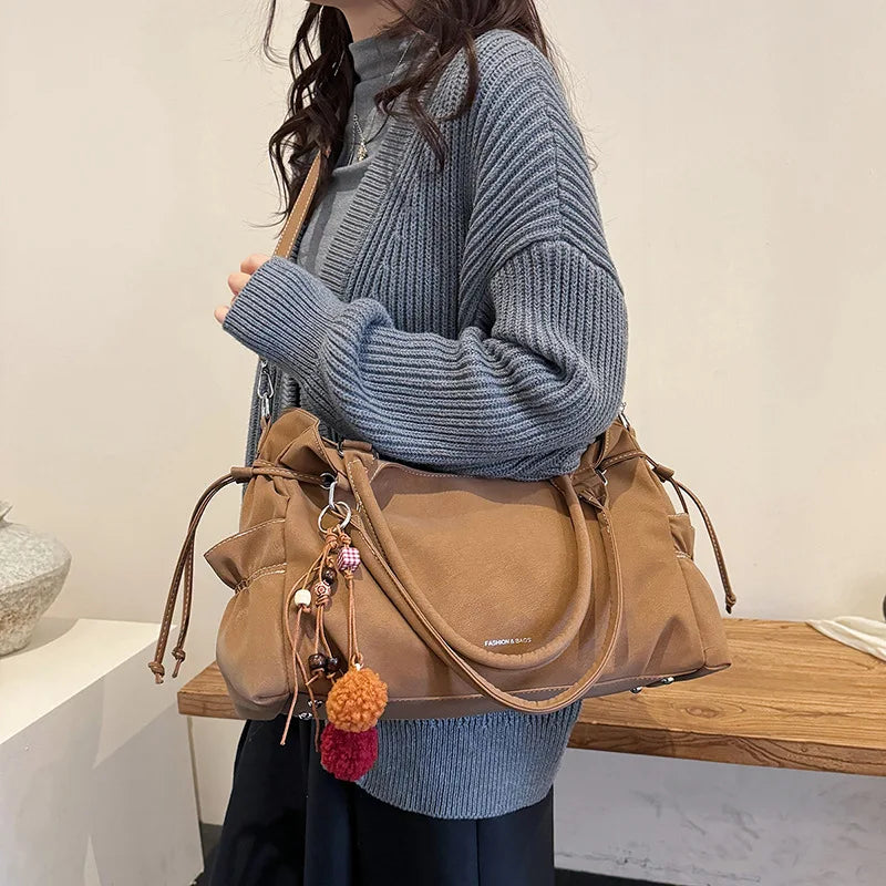 LIZAKOSHT  -  Simple Fashion Suede Crossbody Bag Women Large Capacity Shoulder Bag for Work Comfortable and Versatile Texture Commuting Bag