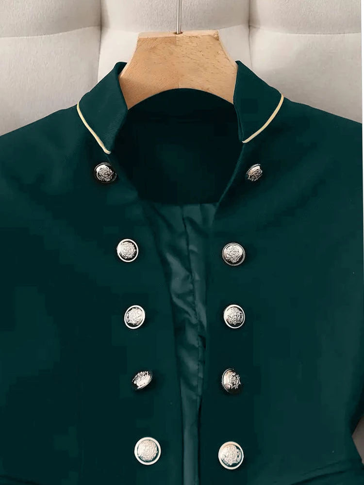 LIZAKOSHT  -  Chic Stand Collar Long Sleeve Jacket Outerwear Office Lady Spring Autumn Fashion Elegant Tailed Blazers Coat For Women 2025 Tops