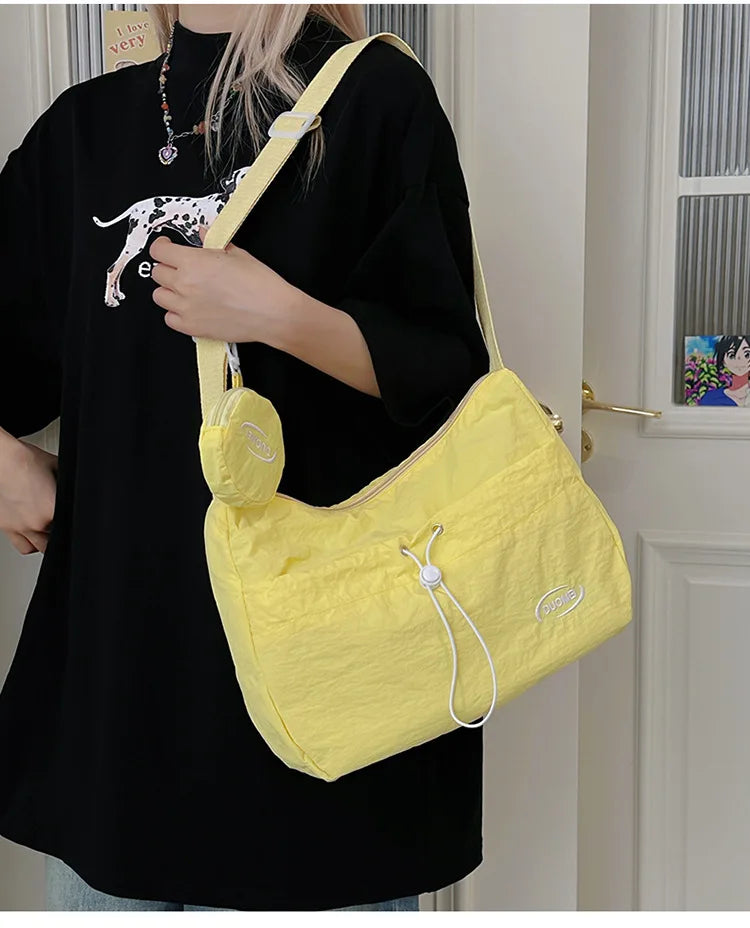 LIZAKOSHT  -  Japan Style Women Crossbody Bag New Casual Nylon Letter Composite Bag Simple Large Capacity Canvas Single Shoulder Tote Bag