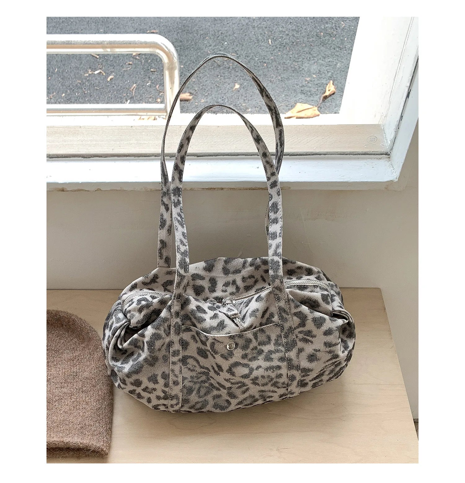 LIZAKOSHT  -  Wild Leopard Print Nylon Shoulder Bag Large Capacity Multipocket Tote Bag Trendy Women Casual Purse Guangzhou High Quality Bag