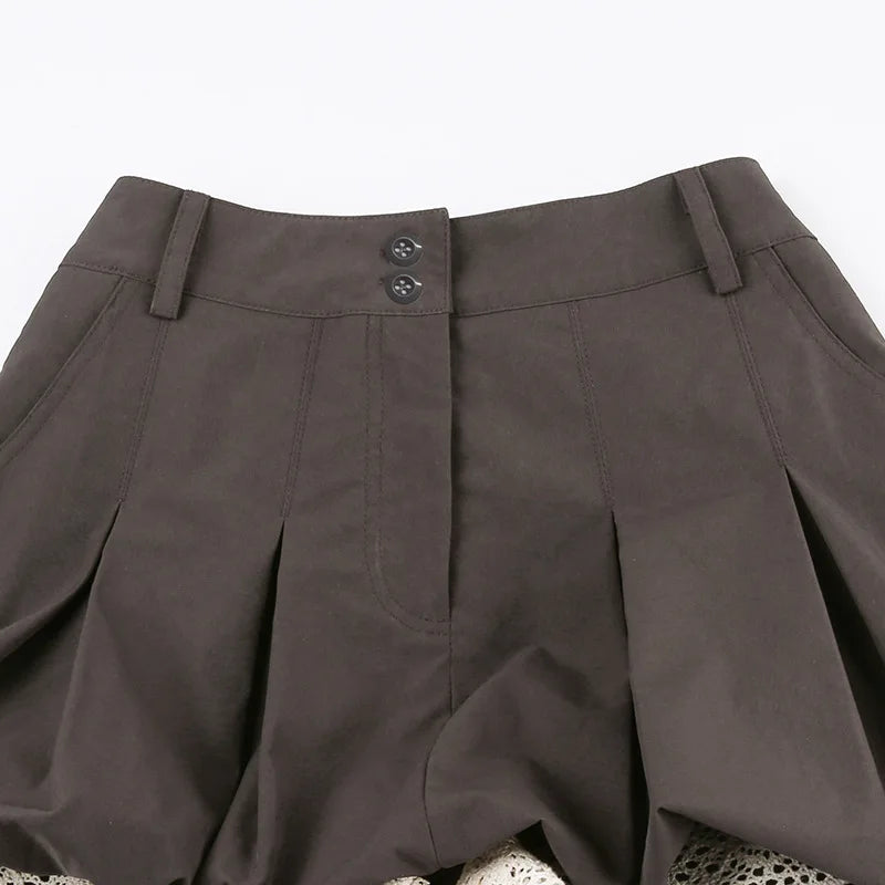 Lizakosht Summer Vintage Punk Cargo Skirt French Style High Waist Pleated Skirt Hip Hop Harajuku Vintage Y2k E-girl Emo Alt Skirts