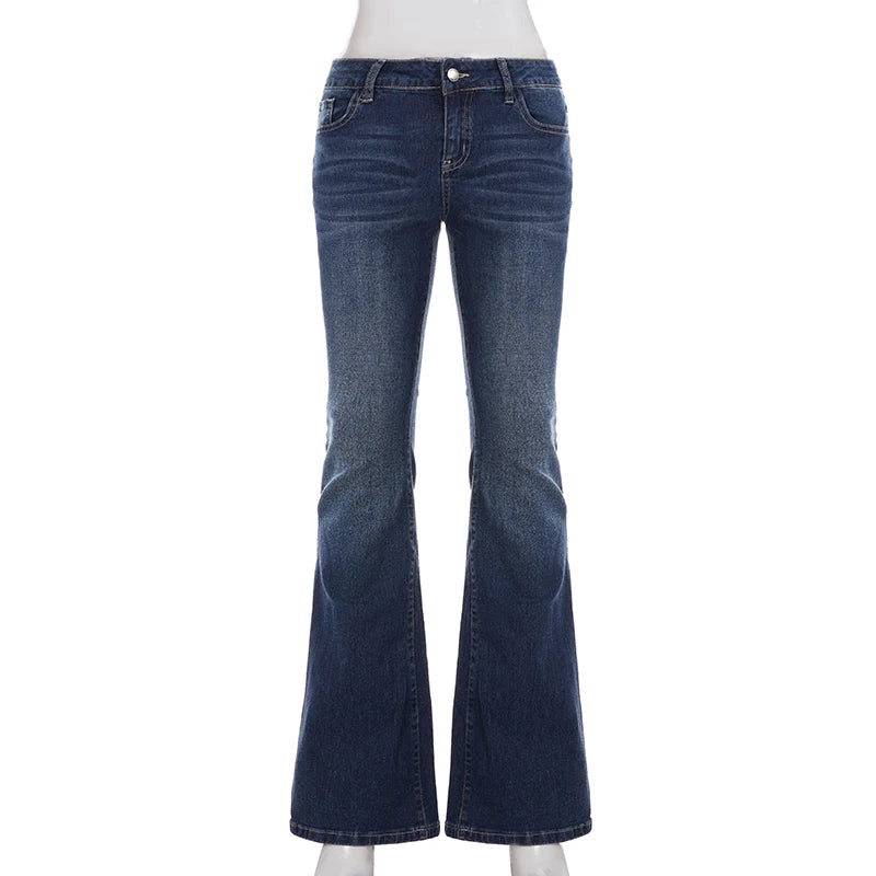 LIZAKOSHT  -  Y2k Low-Waist Slim Skinny Jeans Women's Casual Streetwear Denim Pants Vintage Aesthetic 2000s Trousers All match Outfit