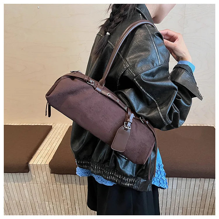 LIZAKOSHT  -  Vintage Faux Suede Shoulder Bag for Women Handbags tassel Female Armpit bag Designer ladies totes burgundy bolsa feminina