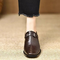 LIZAKOSHT  -  Women's Shoes British Style Low-Top Sharp-Toe Commuter Shoes Metal Buckle Anti-Slip Leisure Spring Autumn Seasonal Loafers Pumps