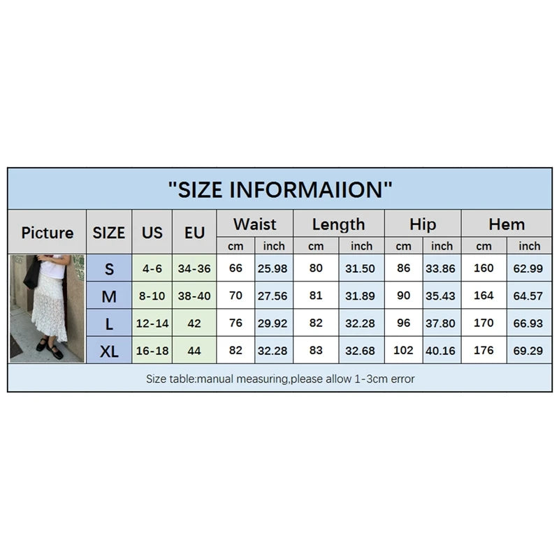 LIZAKOSHT  -  Vintage Lace Midi Skirt Floral Sheer See-Through Irregular Hem A-line Skirt Fairy Streetwear Chic Women Long Skirt
