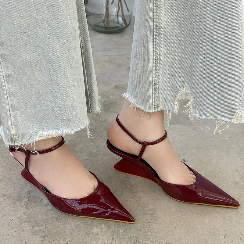 LIZAKOSHT  -  Fashion Wedges Shoes For Women Pointed Toe Female Footwear New 2025 Casual Ladies High Heels Sandals Slingbacks Heel Pumps