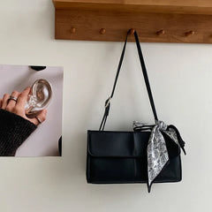 LIZAKOSHT  -  Korean Style Women Shoulder Bag New Retro Commuting Handbag Fashion Highend PU Ribbon Small Square Bag Luxury Brand Designer Bag