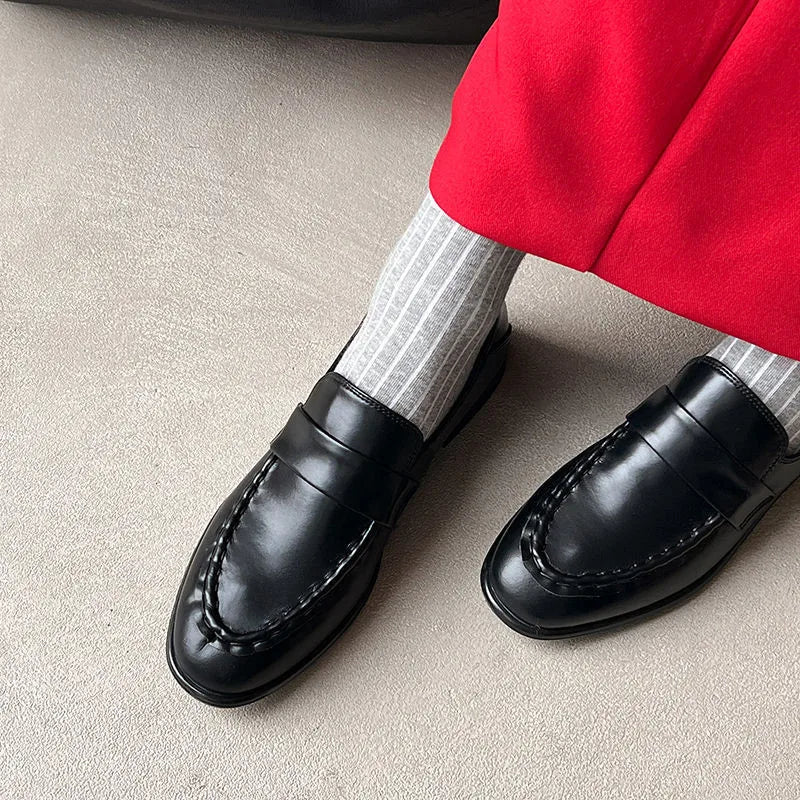 LIZAKOSHT  -  Fashion Women's Shoes New High Quality Genuine Leather loafers Round Head Low Heel Leather Shoes Casual Women's Shoes