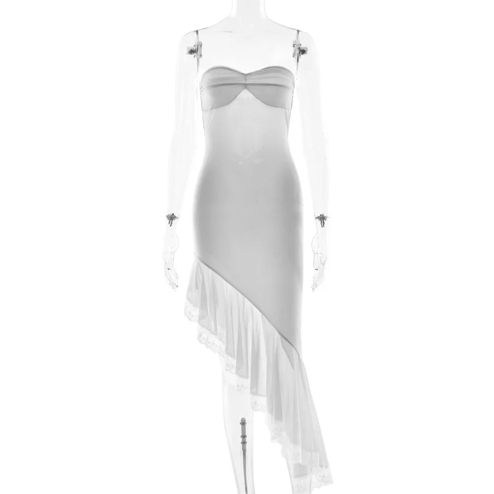 LIZAKOSHT  -  Sexy Slim Fit Bal Irregular Long Skirt High Waist Svel Midi Dr Women's Faion Ele Simple Color