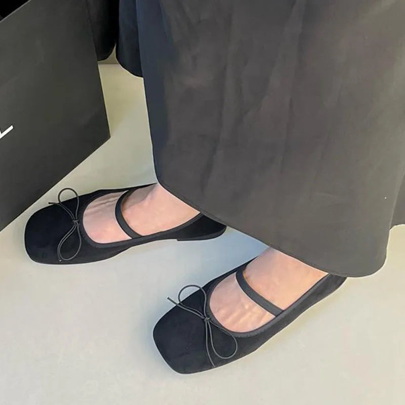 LIZAKOSHT  -  Flats Ballet Shoes Fashion Square Toe Shallow Bow Knot Ballerina Soft Casual Loafers Comfort Moccasins Leopard Print Shoes