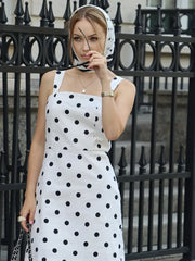 LIZAKOSHT  -  Straps Dot Dresses For Women Fashion Sexy Streetwear Regular Sleeveless Slash Neck Sheath Mini Vestidos Robes Female Slim Fit