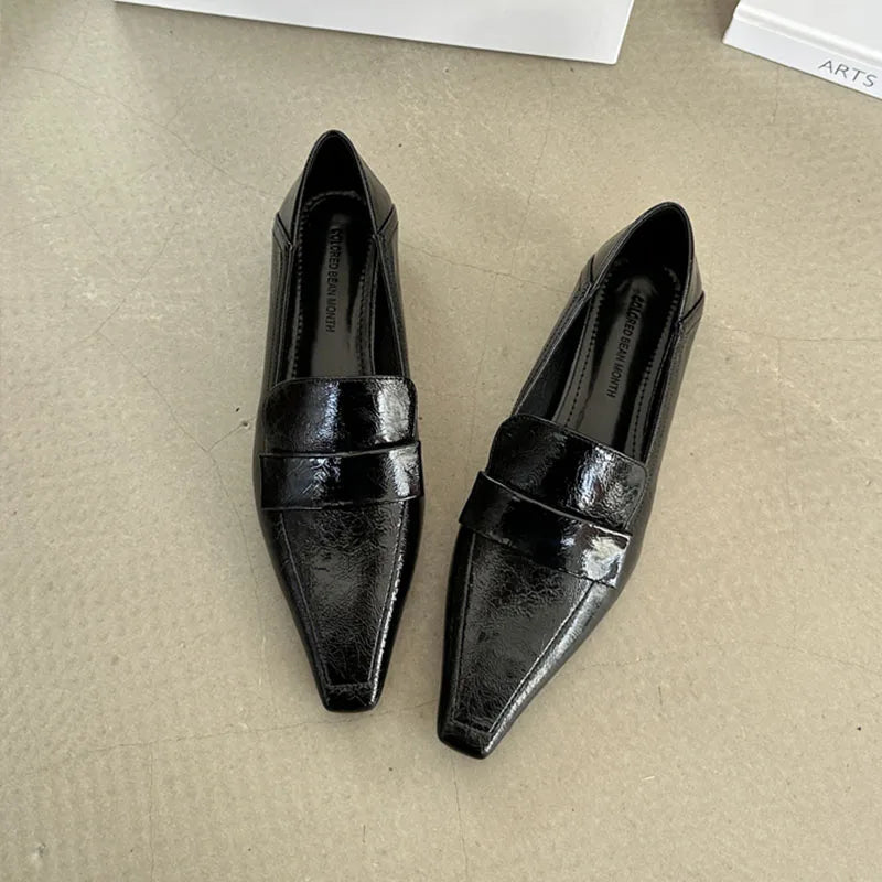 LIZAKOSHT  -  Spring New Brand Women Flat Shoes Fashion Square Toe Slip On Loafer Shoes Low Heel Outdoor Dress Single Shoes New Woman