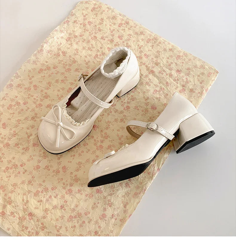 LIZAKOSHT  -  Retro red high-end French thick heel light mouth single shoes women's summer new with skirt versatile Mary Jane shoes