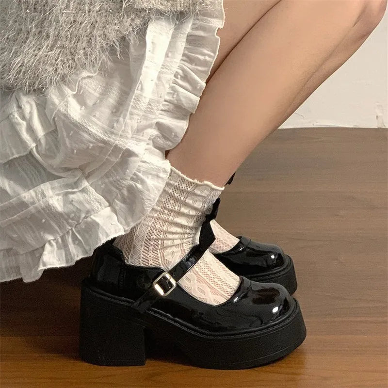 LIZAKOSHT  -  Summer Shoes Ladies Oxfords Women's Clogs Platform Retro Leather Creepers New On Heels High Mary Janes Retro Woman Shoes Cl