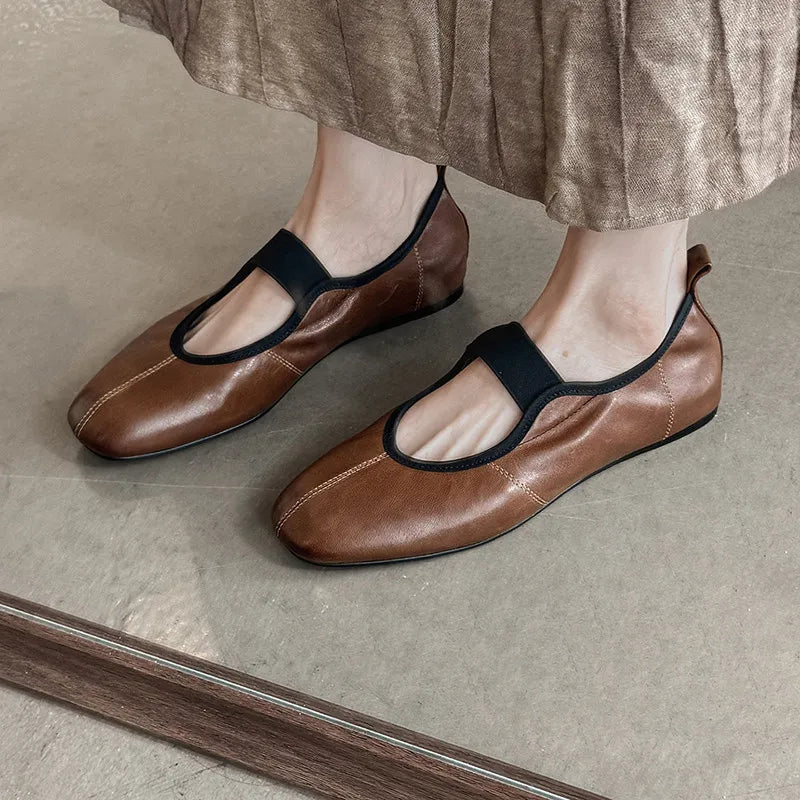 LIZAKOSHT  -  Fashion Women's Shoes New High Quality Genuine Leather Round Head Flat Shoes Ballet Shoes Lightweight Shoes