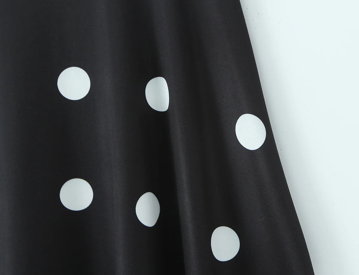 LIZAKOSHT  -  Halter Neck Camisole Polka Dot Skirt Set Women's Summer Sexy Fashionable Personality Neckband Backless Beach Vacation Black Set