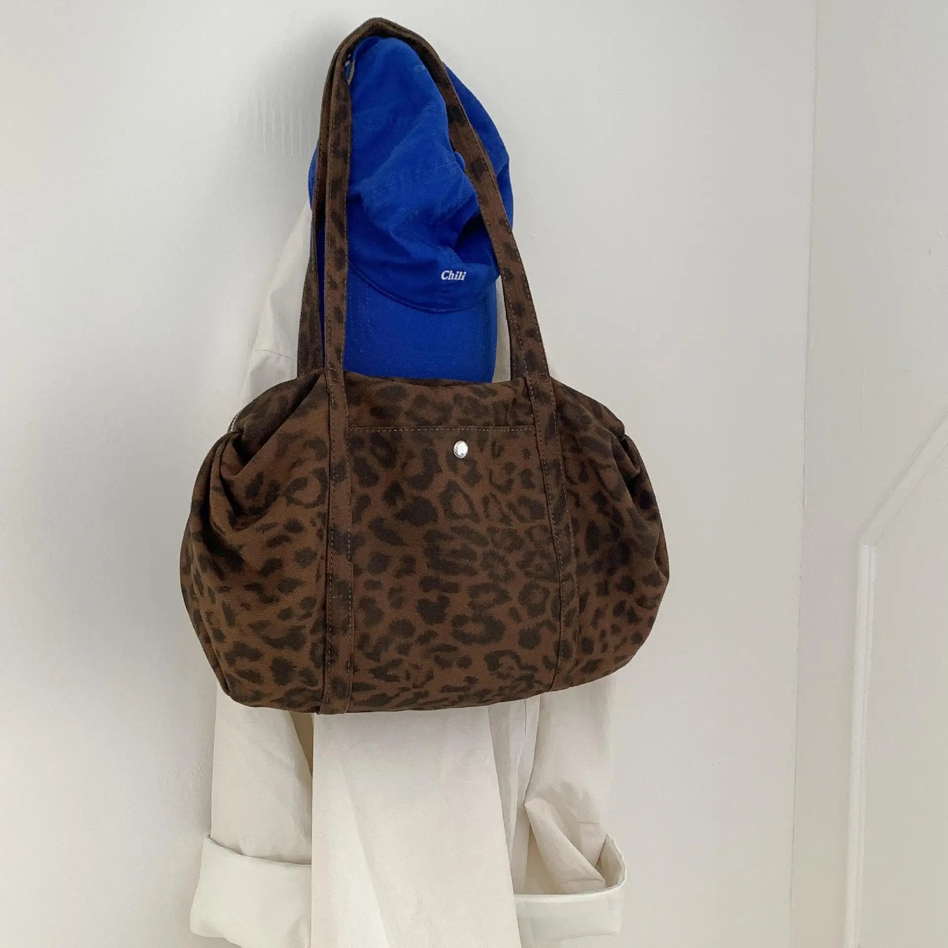 LIZAKOSHT  -  Wild Leopard Print Nylon Shoulder Bag Large Capacity Multipocket Tote Bag Trendy Women Casual Purse Guangzhou High Quality Bag