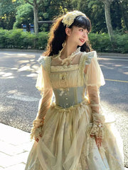 LIZAKOSHT  -  Blue Gradient Printing Lolita Fishbone Dress JSK Elegant Gorgeous
