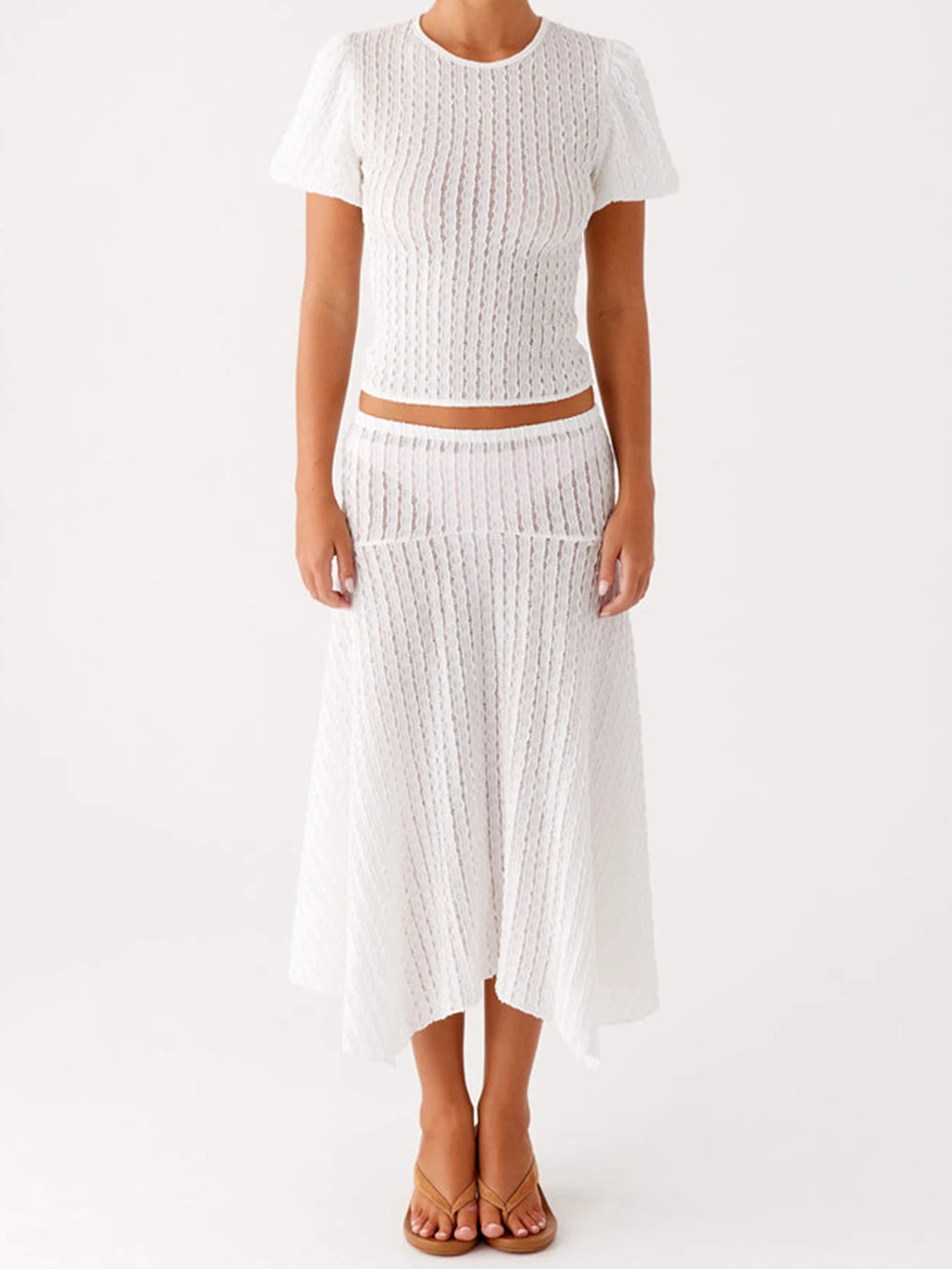 LIZAKOSHT  -  Casual Summer Ensemble Vibrant Crop Tops and Flowy Skirts for Trendy Street Style Fashionistas