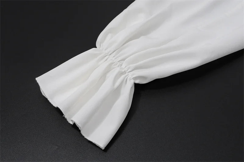 LIZAKOSHT  -  Sexy Off-Shoulder Lace Patchwork T-Shirt Top Women Lantern Sleeve Fashion Casual Solid Female T-shirt Top Streetwear