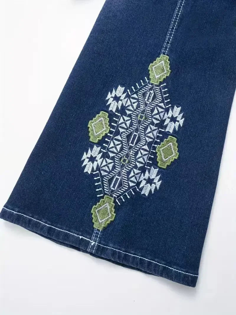 LIZAKOSHT  -  Y2k Jeans For Woman Butt Lifting Tummy Control Flared Denim Pants With Embroidered Hem All Season Versatile Style Fine Stitching