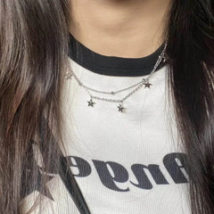 LIZAKOSHT  -  Star-Shaped Beads Link Chain Necklace Fashionable Neck Jewelry Y2K  Necklace