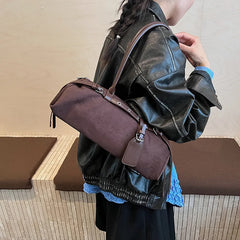 LIZAKOSHT  -  Vintage Faux Suede Shoulder Bag for Women Handbags tassel Female Armpit bag Designer ladies totes burgundy bolsa feminina