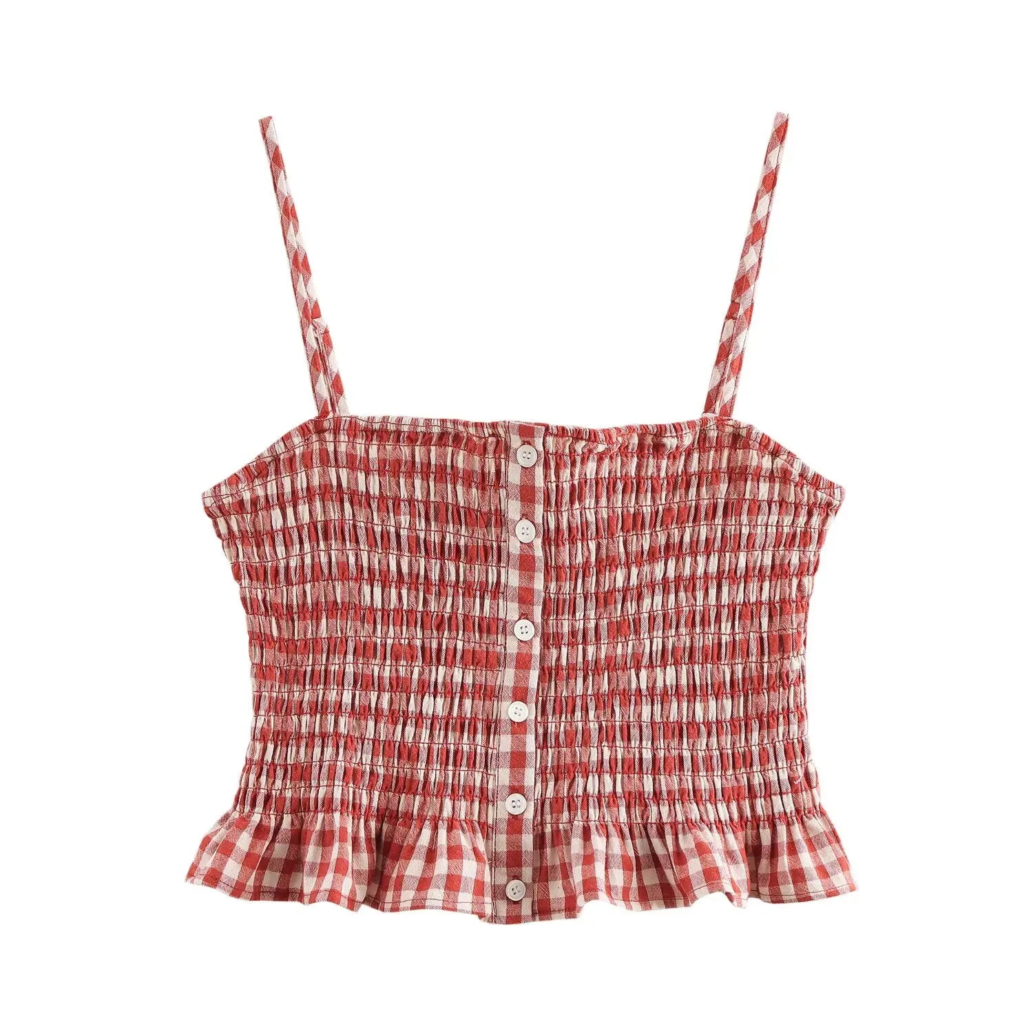 LIZAKOSHT  -  Plaid Vintage Summer Skirt Set for Women Spring Casual New in Dress Set 2 Pieces Red Midi Dress Beach Matching Set