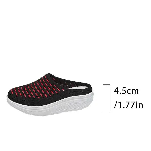 LIZAKOSHT  -  Low Shoes Woman  Cover Toe Massage Slippers House Rome Cotton Fabric Hoof Heels Rubber Slides Shoes Low Home Slippers Women'
