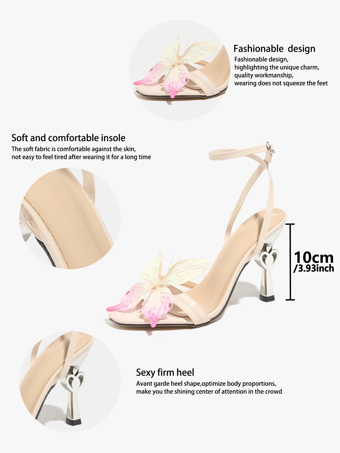 LIZAKOSHT  -  New Women's Square Head Bow Knot High Heel Sandals Buckle Strap European Style Summer Shoes PU Lined Rubber Outsole
