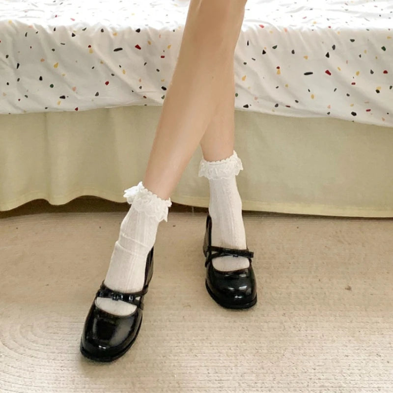 LIZAKOSHT  -  Vintage Slip On Thick Heel Women Mary Jane Shoes Fashion Butterfly-knot Dress Pumps Spring Autumn Concise Zapatos De Mujer