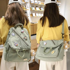 LIZAKOSHT  -  Korean Fashion Multipurpose All Match Women Backpack High-capacity Vintage Preppy Student School Bags Foldable Crossbody