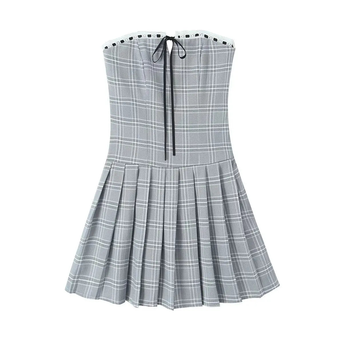 LIZAKOSHT  -  Europe and America Wind Summer New French Retro Sexy Spice Girl Plaid Pure Desire Slim Pleated Skirt.