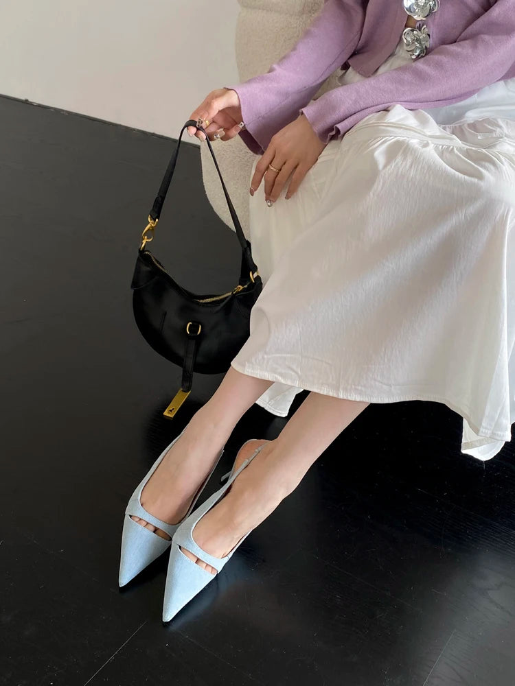 LIZAKOSHT  -  Spring New Brand Women Sandal Fashion Shallow Slip On Ladies Elegant Slingback Shoes Thin High Heel Dress Pumps New Woman