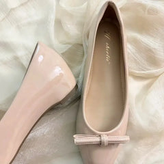 LIZAKOSHT  -   Women Round Toe Knot Decor Mary Jane Ballet Flats Slip on Comfort Non Slip Rubber Sole Flat Heel Daily Commute Casual Footwear