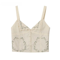 LIZAKOSHT  -  Sexy Fashionable KAOPU ZA Summer New Women's Embroidered Silk Camisole Top Strapless Backless Polyester Fabric Ladylike