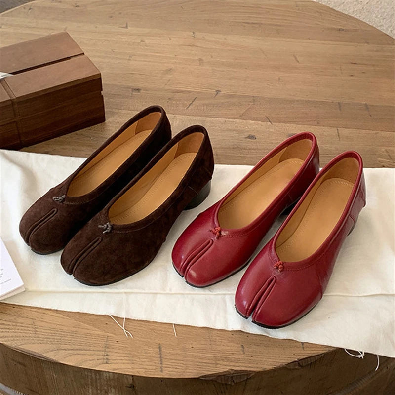 LIZAKOSHT  -  Spring Summer Clip Toe Women Pumps High Quality Cosy Soft Leather Round Low Heels Dress Party Mules Shoes