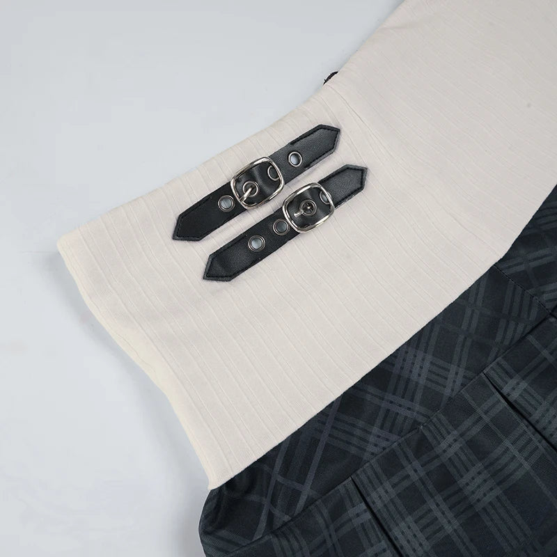 LIZAKOSHT  -  Waistband Contrast-Color Patchwork Plaid Skirt Sweet Casual Women's Low-Waist Mini Skirt Preppy Style Korean Skirts New