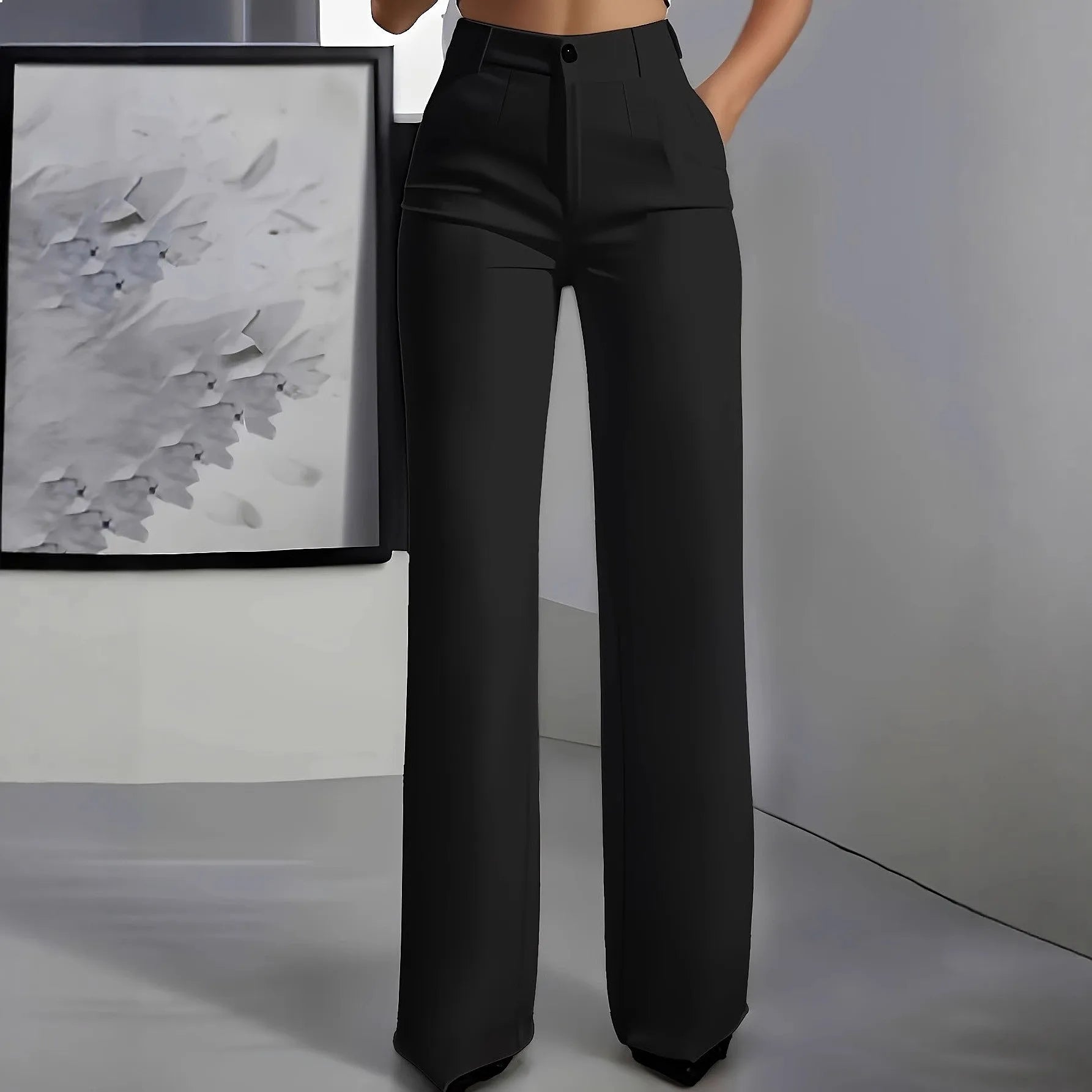 LIZAKOSHT  -  High Waist Dress Pants for Women Flowy Straight Leg Trousers Business Casual Slimming Pants Spring Summer