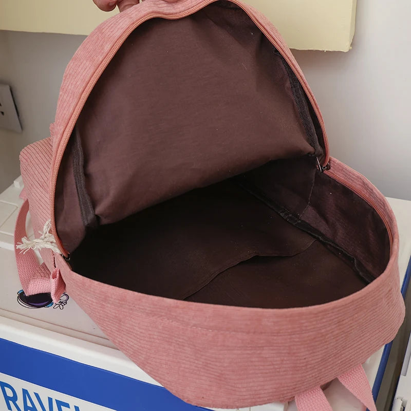 LIZAKOSHT  -  Corduroy Backpack School For Teens Large Book Bag Lightweight Laptop Bag For Girls Women Casual College Work