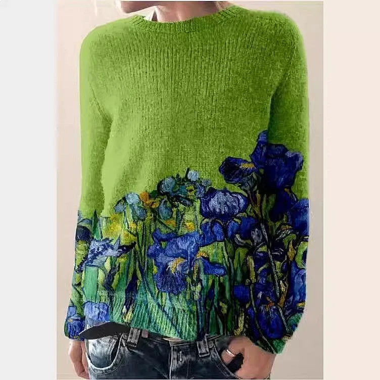 LIZAKOSHT  -  3D Print Women Sweater Pattern Pullover Casual Loose Knit Top Sweaters
