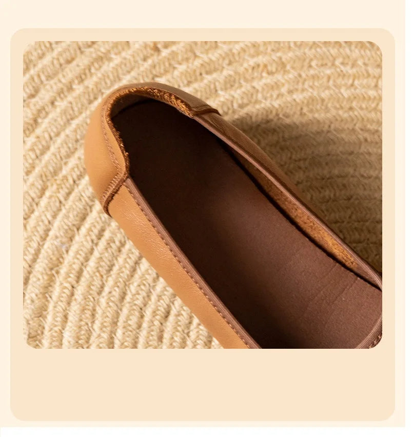 LIZAKOSHT  -  New Autumn Retro Mom Flats Floral Loafers Leather Ballet Flats Woman Non Slip Moccasins Ethnic Style Women's For Shoes