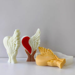 3D Heart With Wing Candle Silicone Mold Handhold Heart Handmade Gifts Plaster Resin Ornaments Mould Soap Candle Making Supplies