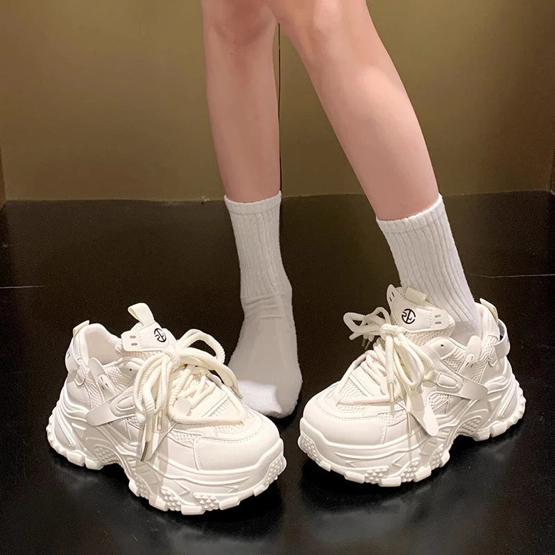 LIZAKOSHT  -  Womens Sneakers Shoes On Platform White Tennis Female Roses Thick Sole Casual Trainers Leisure Autumn Women's Sneakers With