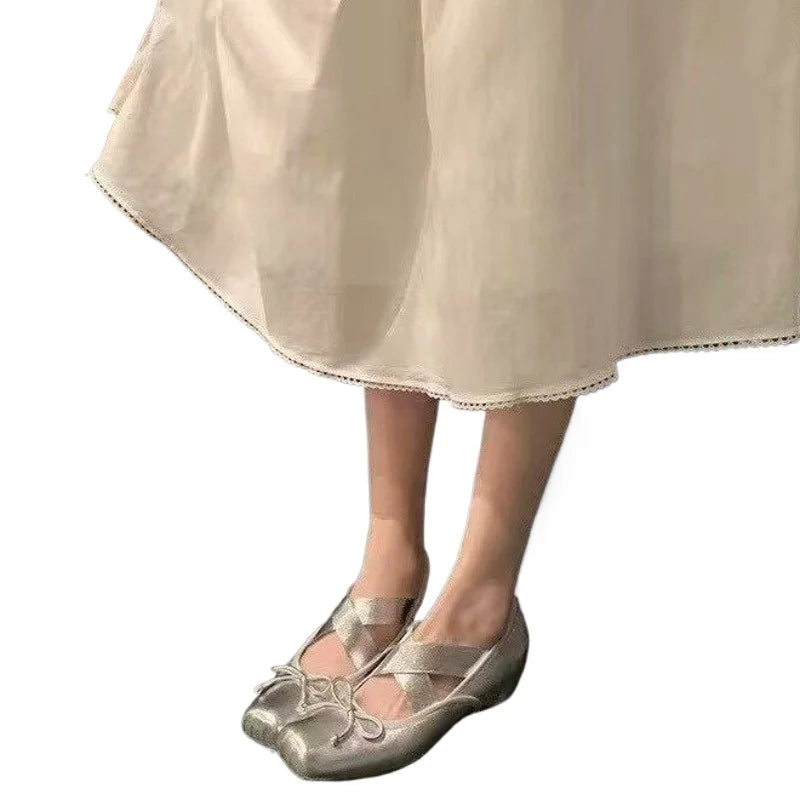 LIZAKOSHT  -  Hot Selling Women Flats Bow Marie Janes Shoes  New Dress Square Toe Shoes Designer Walking Sandals Female Elegant Zapatos