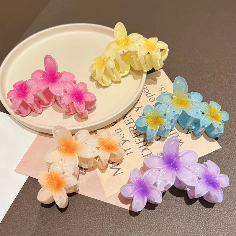 LIZAKOSHT  -  Fashion Gradient Egg Flower Hair Claws Clip Women Girls Sweet Acrylic Hairpins Summer Beach Hawaiian Headwear Hair Accessories